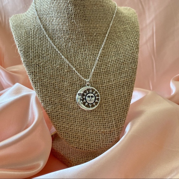 Crescent Moon Face Sun Face Necklace - Picture 4 of 12